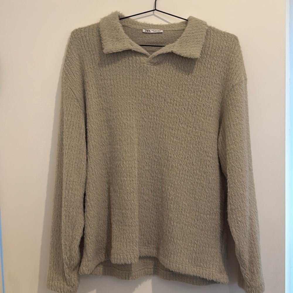 Fuzzy Grey Sweater Zara
